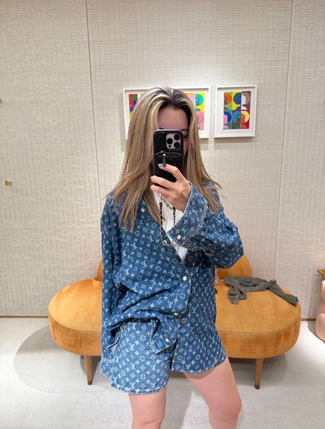 Louis Vuitton/Louis Vuitton 25Fw all-over printed old flower denim shirt jacket